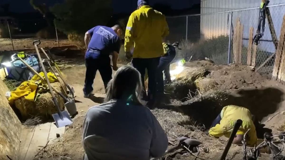 San Bernadino Fire Department and Kathleen at dig site