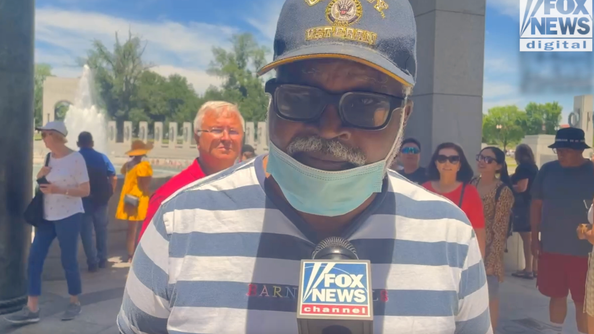 Navy veteran at World War II Memorial