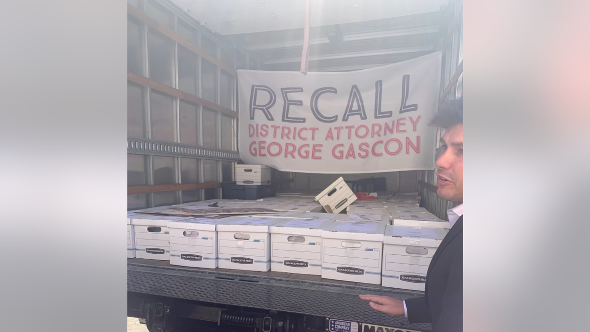 Boxes of signatures for the Recall George Gascon petition