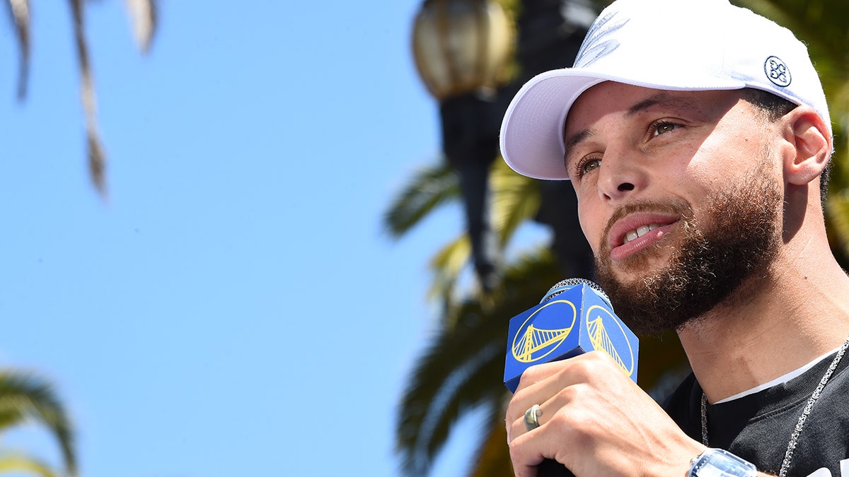Steph Curry at the Warriors' parade