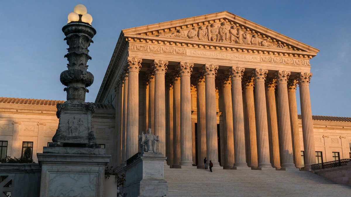 Supreme Court building at sunset 