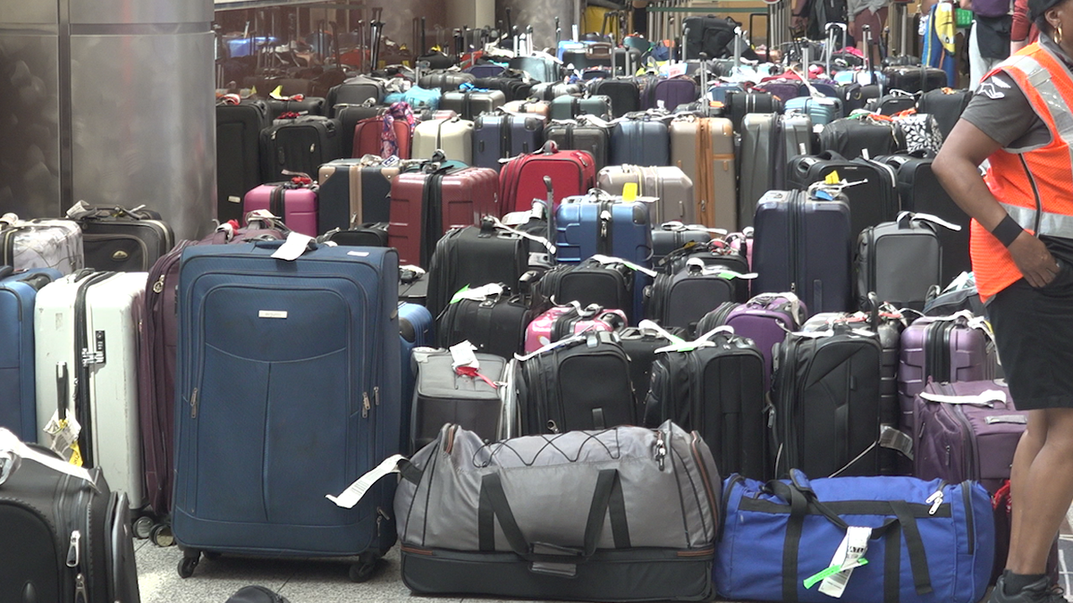 Unclaimed luggage at airport