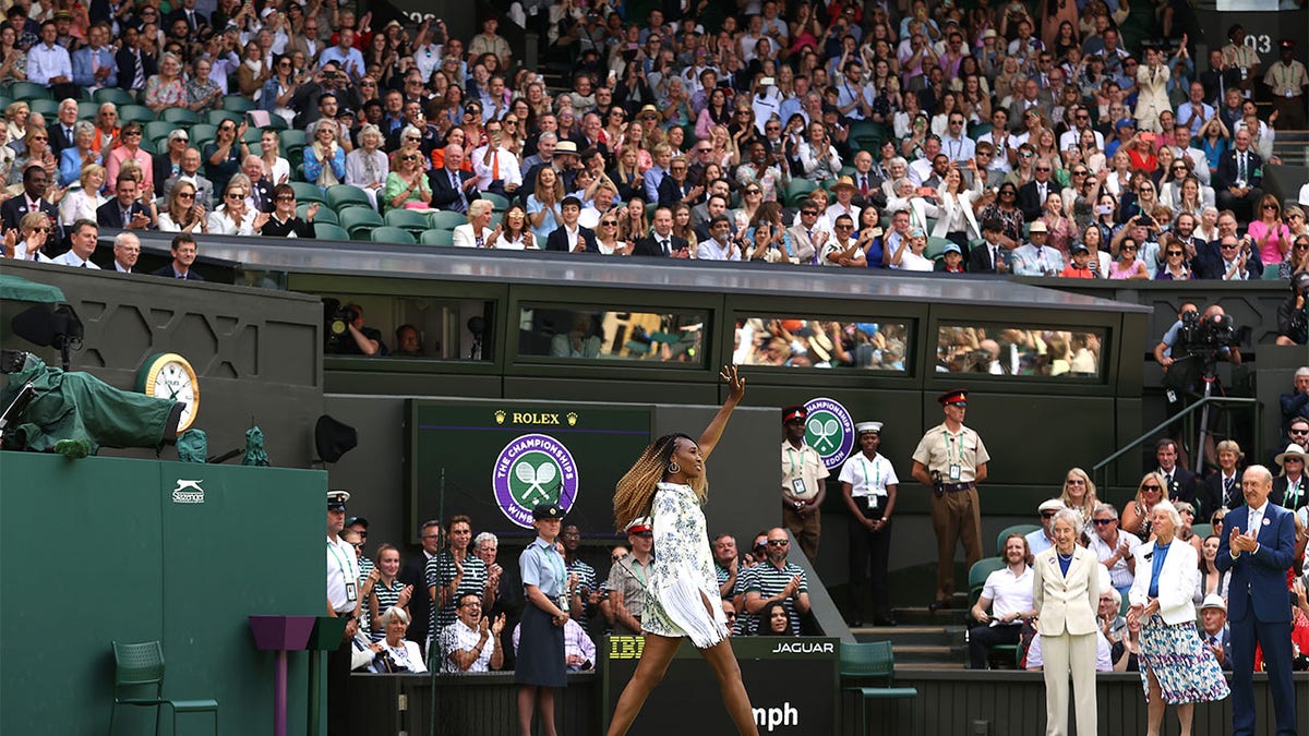 Venus Williams walks on court during celebration