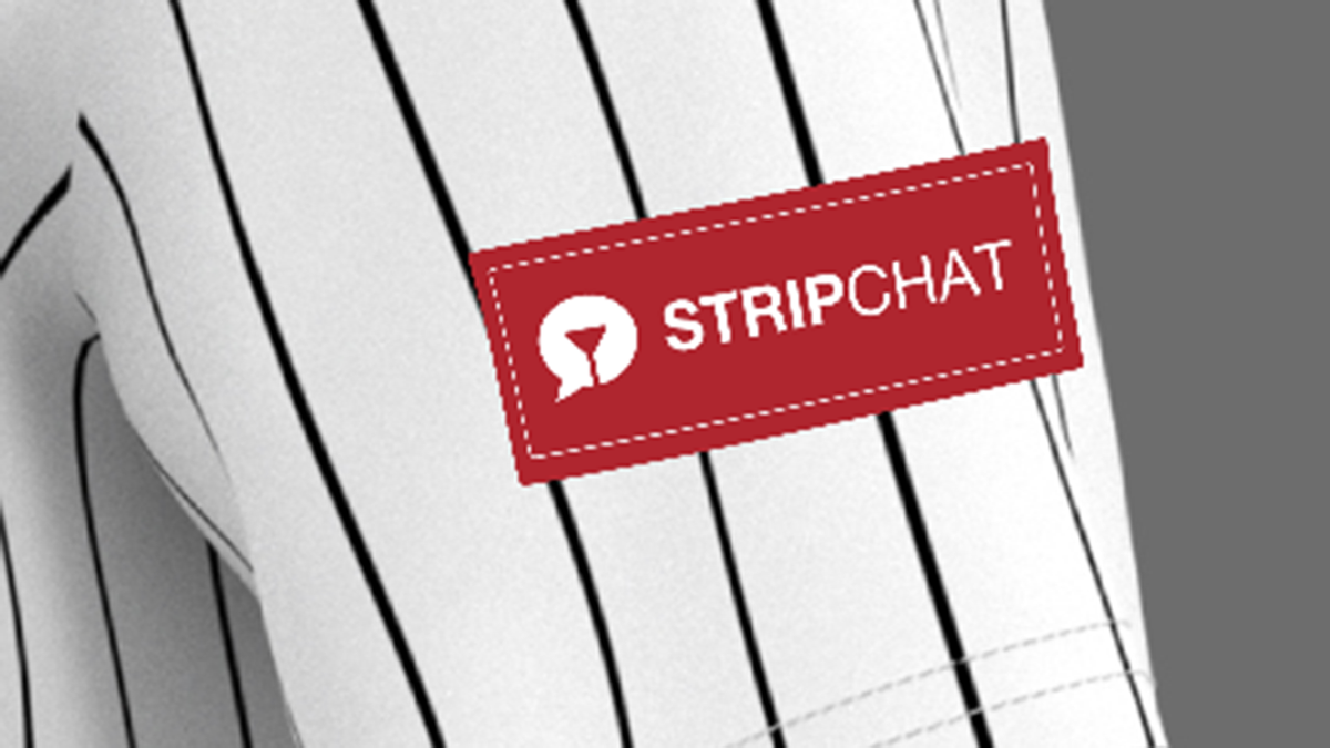 A Stripchat logo emblazoned on a Yankees jersey