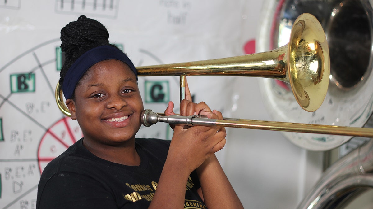 Marching band student