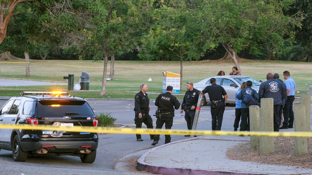 Police gathered after LA park shooting