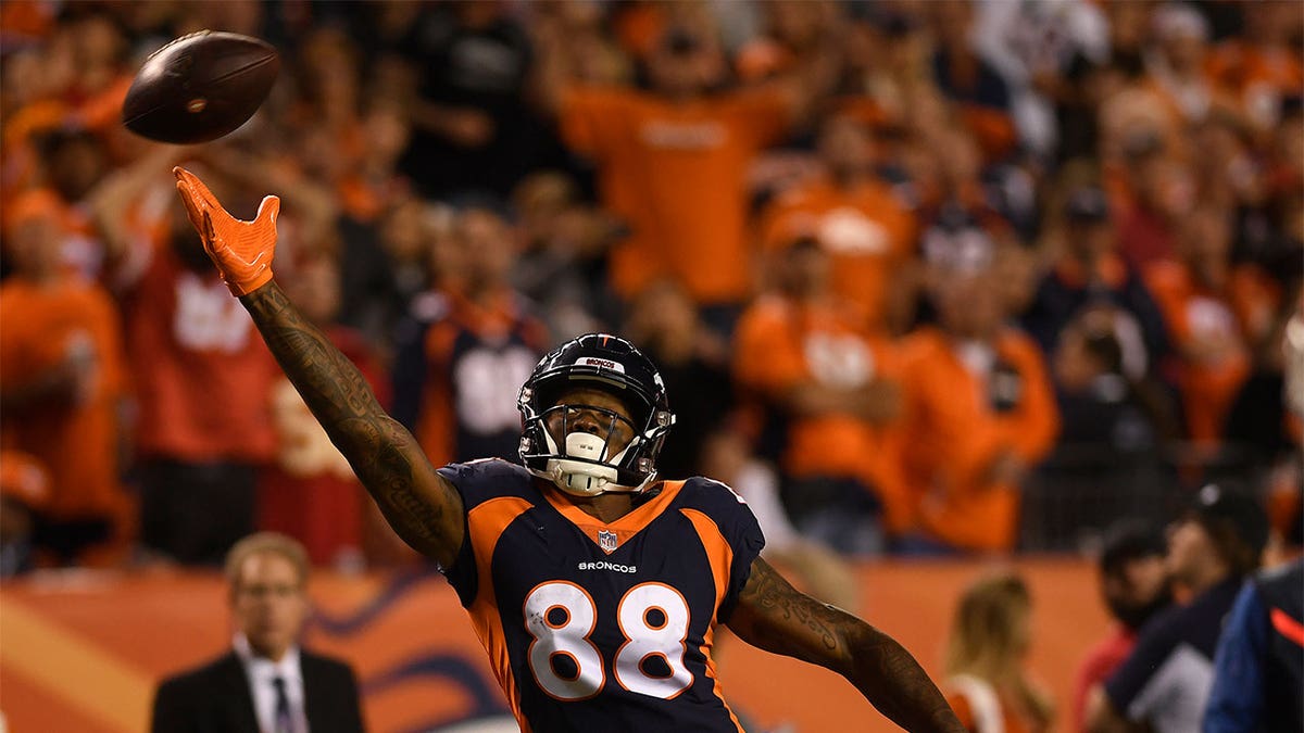 Demaryius Thomas playing for the Denver Broncos