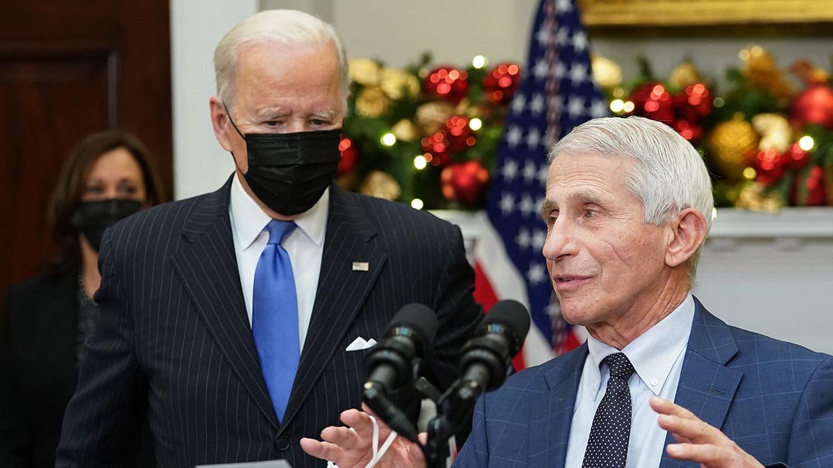 Fauci speaks while Biden listens