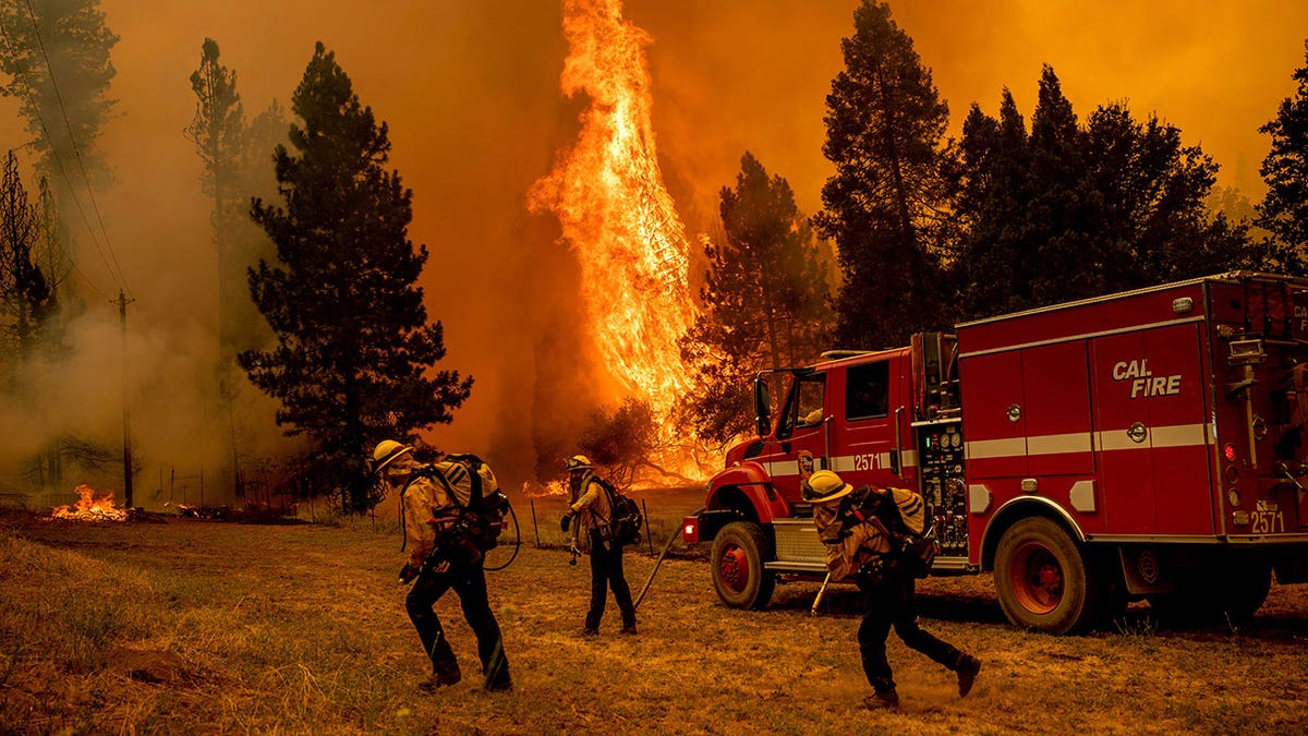 Cal Fire firefighters rush to scene with hoses