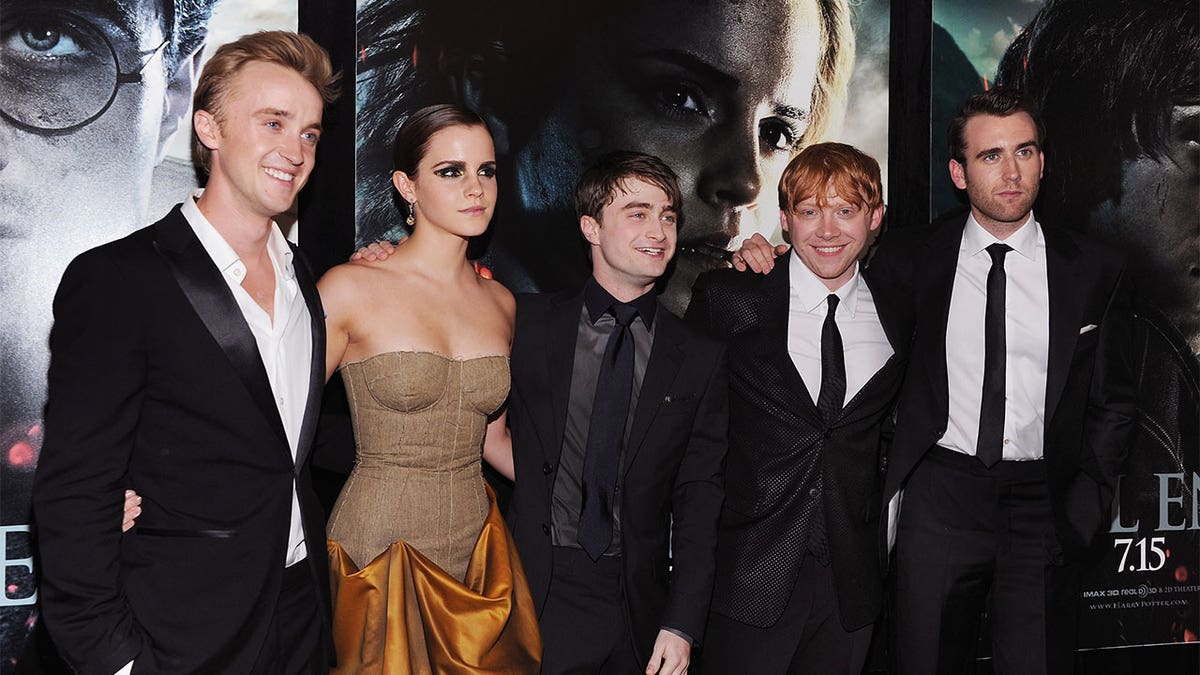 Tom Felton, Emma Watson, Daniel Radcliffe, Rupert Grint and Matthew Lewis at the premiere of "Harry Potter and the Deathly Hallows: Part 2"