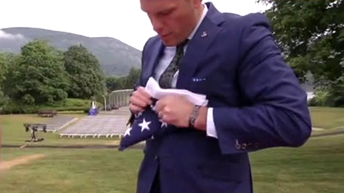 pete hegseth folds flag