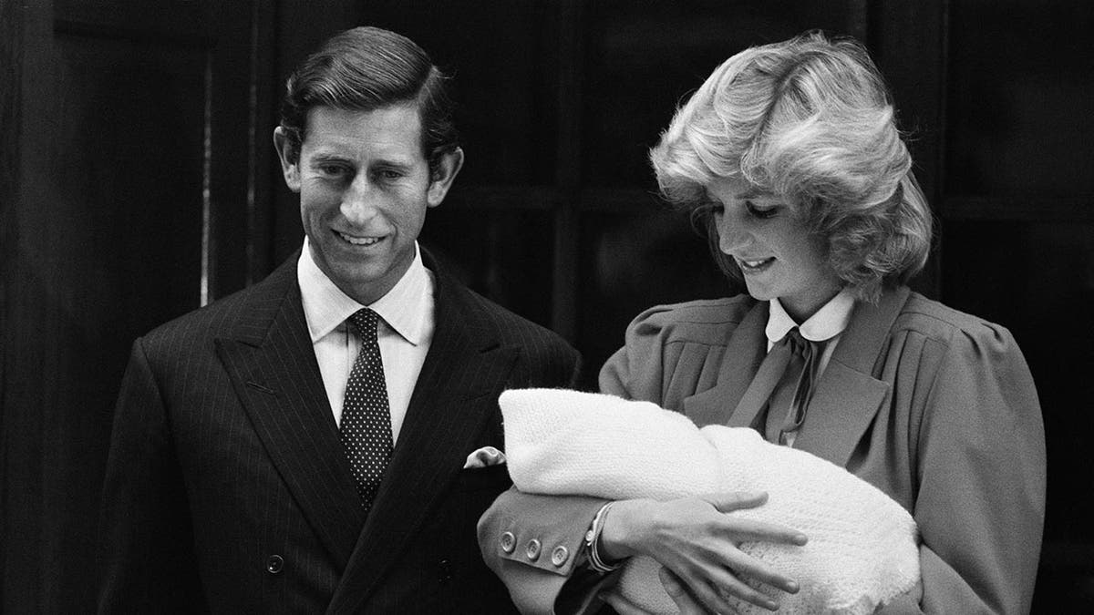 Princess Diana and Prince Charles with newborn Harry