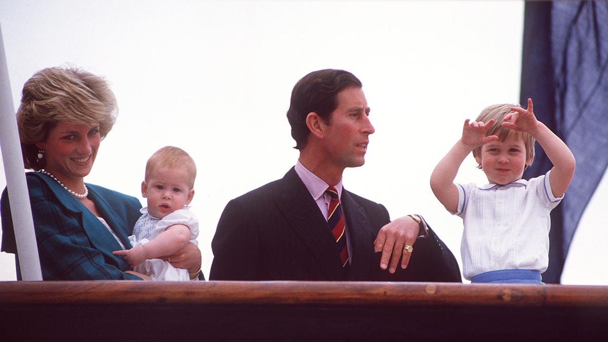 Princess Diana, Charles, WIlliam, Harry in 1985