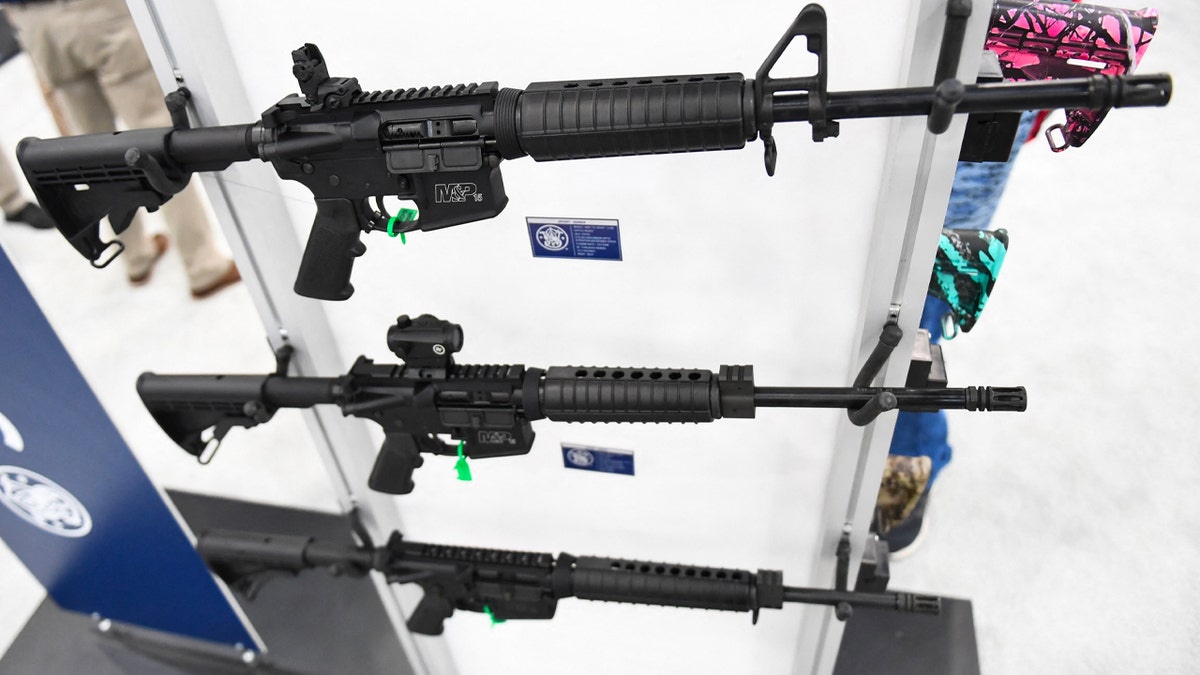 Smith & Wesson M&P 15 rifles on display