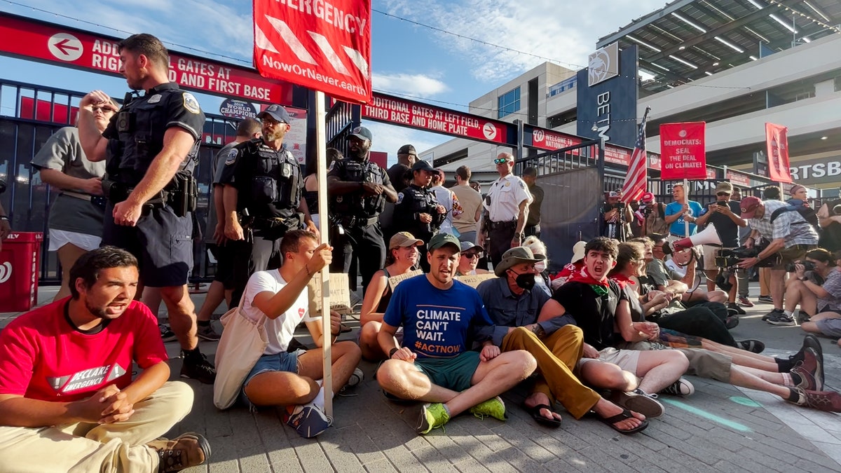 Climate protesters at Nationals Park