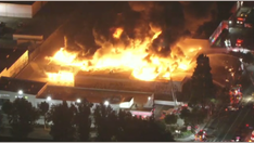 Los Angeles warehouse goes up in flames