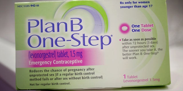 A Plan B One-Step emergency contraceptive box is seen in New York.