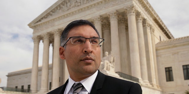 Attorney Neal Katyal, who runs the Supreme Court practice at the Hogan Lovells law firm, is seen in front of the Supreme Court building after arguing a case before the court in Washington November 4, 2014. Picture taken November 4, 2014. 