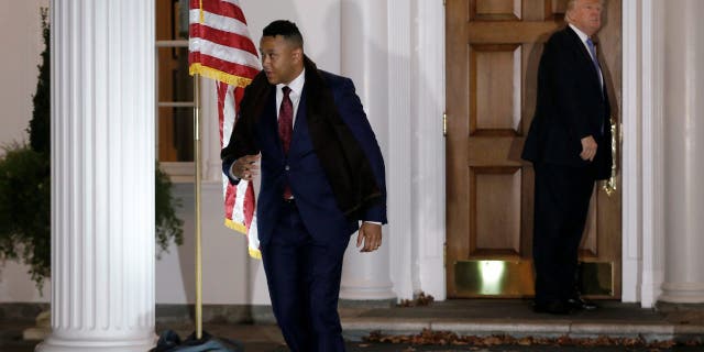 Speaker of the Oklahoma House of Representatives T.W. Shannon departs after meeting with U.S. President-elect Donald Trump at Trump National Golf Club in Bedminster, New Jersey, U.S., November 20, 2016.
