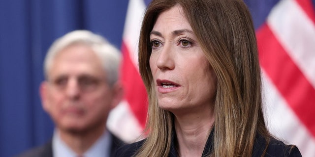 Anne Milgram, administrator of the Drug Enforcement Administration, speaks during a news conference to announce the extradition and unsealing of an indictment charging former Honduran President Juan Orlando Hernandez with participating in a cocaine-importation conspiracy and related firearms offenses in Washington April 21, 2022.Â