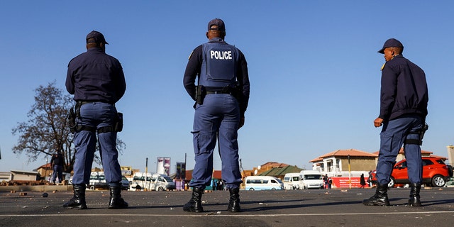 Police officers during a protest in Soweto, South Africa, June 20, 2022. REUTERS / Siphiwe Sibeko