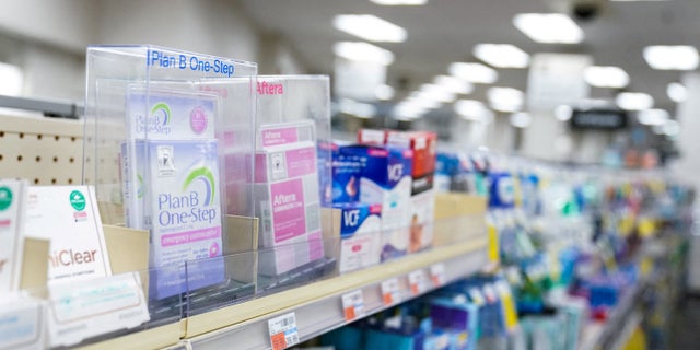 A package of PlanB One-Step, an emergency contraceptive pill, is seen in security packaging at a CVS Pharmacy in Washington, U.S., July 7, 2022.