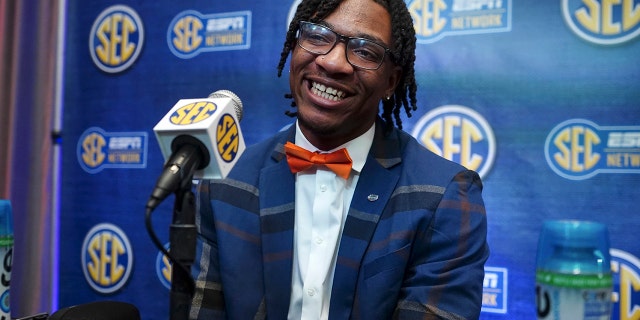 Florida quarterback Anthony Richardson speaks during NCAA college football Southeastern Conference Media Days, Wednesday, July 20, 2022, in Atlanta.