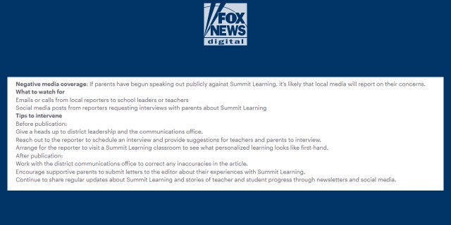 Summit Learning's internal portal contains suggestions for schools on how to implement Summit Learning with an 'aggressive communications strategy.'