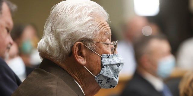 Ruben Flores, father of Paul Flores, sits in court Monday, Aug. 2, 2021, in San Luis Obispo, Calif. 