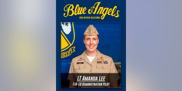 Lt. Amanda Lee, of Mounds View, Minnesota, is the first female pilot assigned to the Blue Angels.
