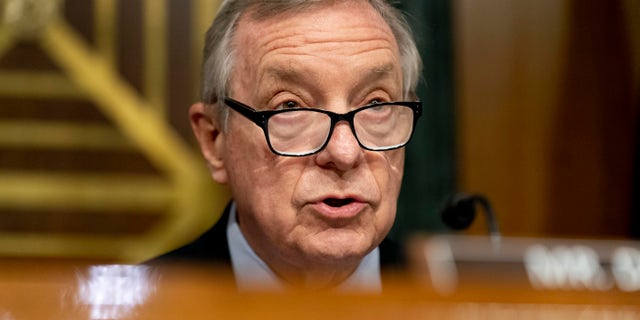 Sen. Dick Durbin speaks during a Senate Judiciary Committee Hearing to examine a post-Roe America, focusing on the legal consequences of the Dobbs decision, on Capitol Hill in Washington. Durbin said he tested positive Thursday, July 28, for COVID-19 and was in quarantine with what he described as minor symptoms.