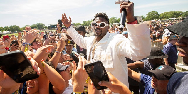 Antonio Brown performs with GlowupJack during the Summer Smash Festival on June 19, 2022 in Douglas Park in Chicago, Illinois.