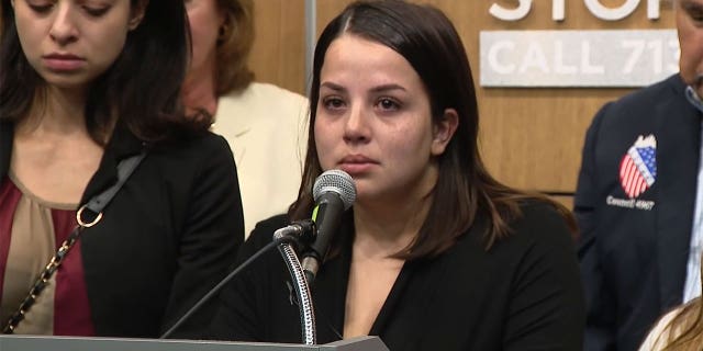 The mother of nine-year-old Arlene Alvarez responds at a press conference after a Harris County grand jury declined an indictment against her daughter's killer.