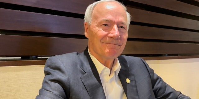 Republican Gov. Asa Hutchinson of Arkansas sits down for an interview with Fox News on July 13, 2022 in Portland, Maine