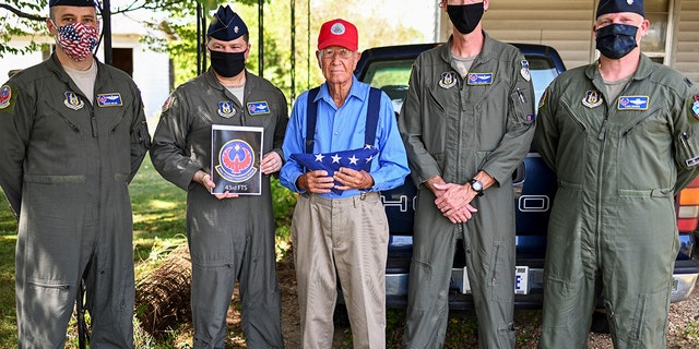 "Band of Brothers" Easy Company member Bradford Freeman is seen in Mississippi in 2020.