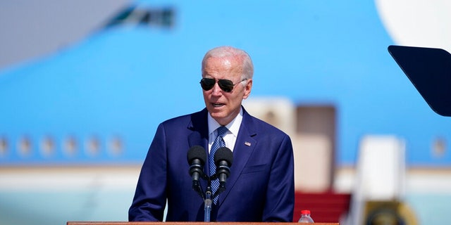 President Biden speaks during an arrival ceremony at Ben Gurion Airport in Tel Aviv on July 13, 2022. 