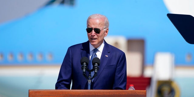 President Biden speaks during an arrival ceremony at Ben Gurion Airport in Tel Aviv on July 13, 2022. 