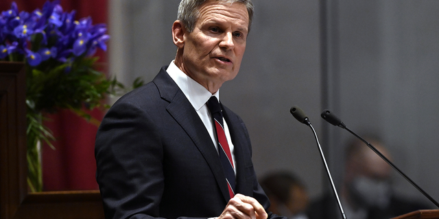 Tennessee Gov. Bill Lee, shown here in January 2022 delivering his State of the State address in Nashville, Tennessee.