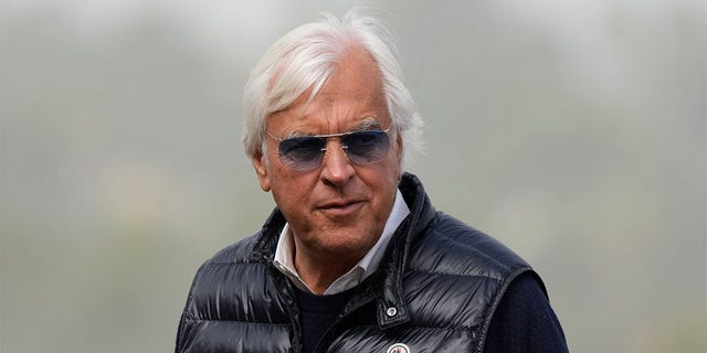Trainer Bob Baffert waits for the Breeders' Cup horse races at Del Mar racetrack in Del Mar, Calif., Nov. 5, 2021. Taiba is the slight 7-5 favorite over the undefeated Jack Christopher in the $1 million Haskell Stakes on Saturday, July 23, 2022, the first major race for 3-year-olds following the Triple Crown. Taiba is trained by Hall of Famer Bob Baffert, who is seeking to extend his stakes record with a 10th Haskell victory at Monmouth Park. 