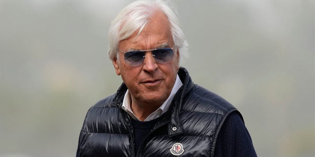 Trainer Bob Baffert waits for the Breeders' Cup horse races at Del Mar racetrack in Del Mar, Calif., Nov. 5, 2021. Taiba is the slight 7-5 favorite over the undefeated Jack Christopher in the $1 million Haskell Stakes on Saturday, July 23, 2022, the first major race for 3-year-olds following the Triple Crown. Taiba is trained by Hall of Famer Bob Baffert, who is seeking to extend his stakes record with a 10th Haskell victory at Monmouth Park.