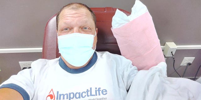 Barnes even donated platelets — continuing a tradition for him of donating blood along his cross-country journey.
