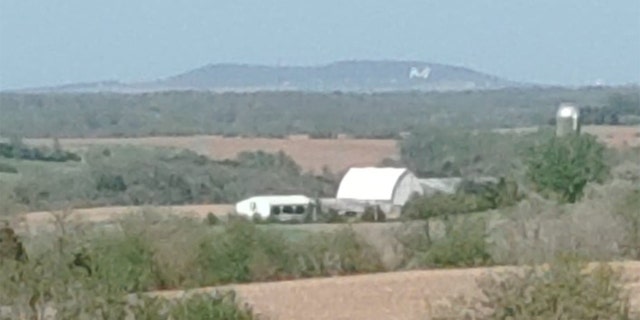 When he was in Dickeyville, Barnes got a glimpse of the world's largest "M," built in 1936.