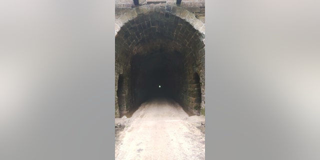 While riding through Wisconsin on one of the state's rail trails, Barnes came across this tunnel, which he estimated was over a quarter of a mile long.