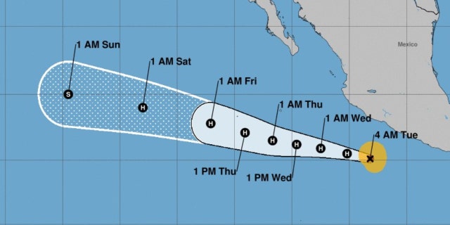 Hurricane Bonnie's track in the Pacific Ocean