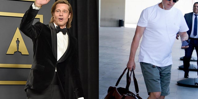 A photo combination of Brad Pitt, on the right, and Russian-born billionaire Yuri Shefler.