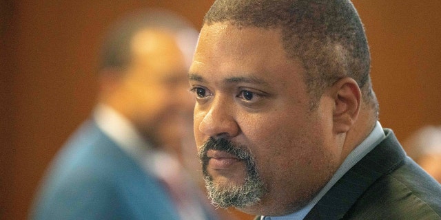 New York City District Attorney Alvin Bragg speaks during a news conference at the Supreme Court after the exoneration proceeding of Steven Lopez, a co-defendant of the Central Park Five case, in New York City, New York, U.S., July 25, 2022. 