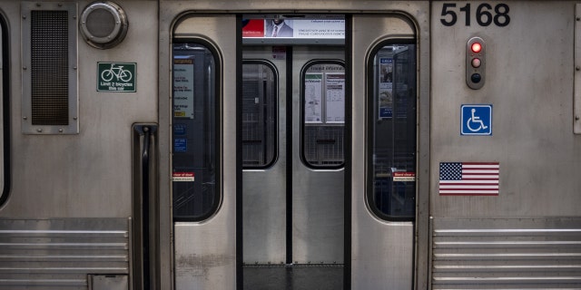 The doors of a nearly empty Chicago Transit Authority (CTA) train close at a station in Chicago, Illinois, U.S., on Wednesday, June 3, 2020. 