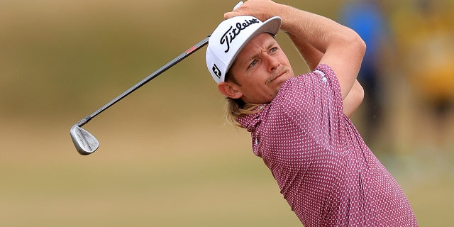 Cameron Smith of Australia plays his second shot on the second hole during the final round of The 150th Open on The Old Course at St. Andrews July 17, 2022, in St. Andrews, Scotland.