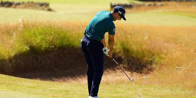 Cameron Tringale of USA plays a shot on the 18th during Day One of the Genesis Scottish Open at The Renaissance Club on July 07, 2022 in North Berwick, Scotland.
