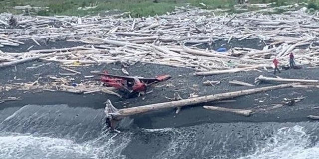 A plane crashed on the shore of Alaska's Montague Island. The Coast Guard rescued the two people aboard Tuesday.
